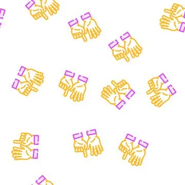 Six number hand gesture vector seamless pattern Stock Illustration