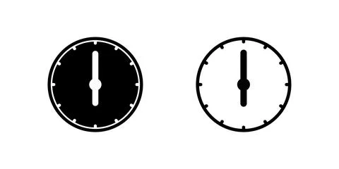 A six oclock analog clock icon, ideal for representing end of day, dinner t.. Stock Illustration