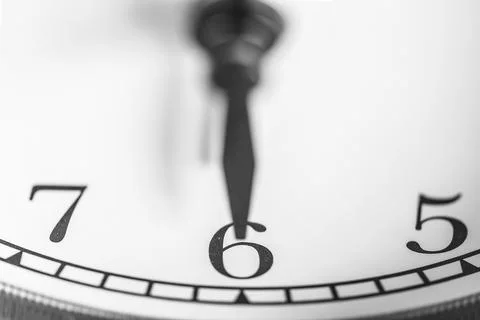 Six o'clock on clock face Stock Photos