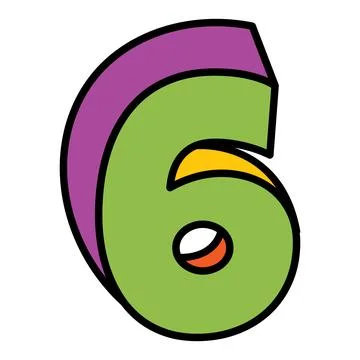 Six or number 6 vector logo colorful playful design illustration Stock Illustration