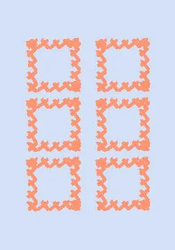 Six orange crosshatched frames with copy space on blue background Stock Illustration