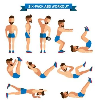 Six-Pack Abs Workout for men for men Stock Illustration