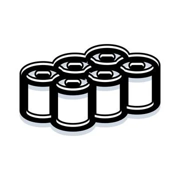 Six pack beverage cans refreshing cold drinks Stock Illustration
