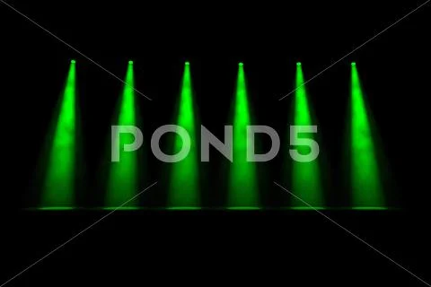 Six parallel green spotlight beams Stock Illustration