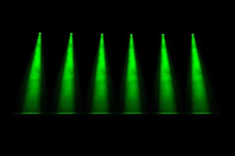 Six parallel green spotlight beams Stock Illustration