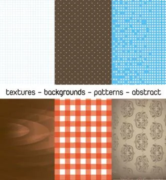 Six pattern or textures backgrounds. vector illustration Stockillustratie