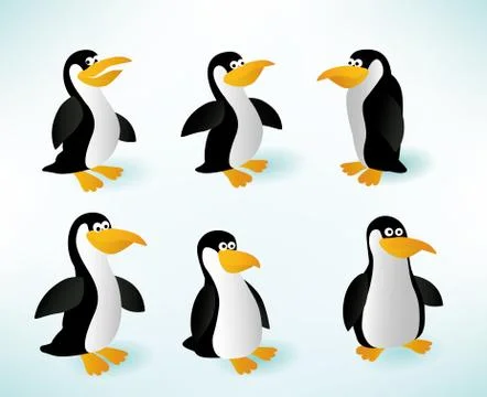 Six penguins Stock Illustration