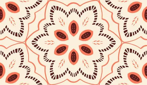 Six-Petal Pattern (Cream, Orange, Brown) Stock Illustration