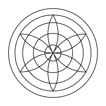 Six petal rosette, a medieval magic symbol to protect Stock Illustration