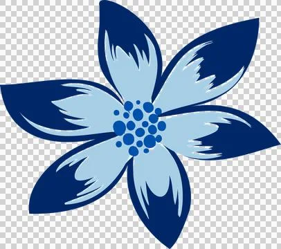 Six-petaled vector flower is being shown on transparent background, featuring Illustrazione stock