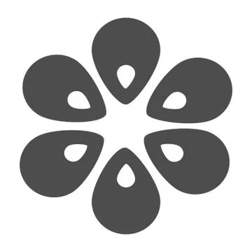 Six petals flower solid icon. Floral vector illustration isolated on white 스톡 일러스트