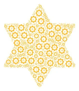 Six Pointed Star Composition of Gear 스톡 일러스트