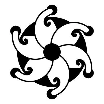 Six-pointed star, crop circle pattern in the shape of a pinwheel or flower 스톡 일러스트