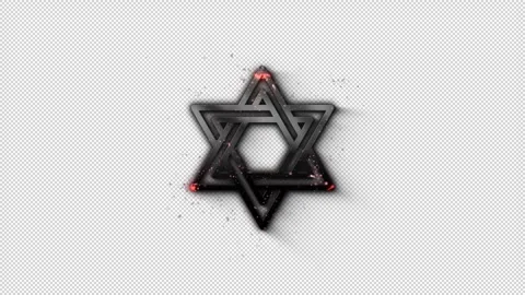 Six-pointed Star of David made of ash and fire, alpha channel, religion and Видео 297635137