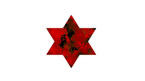 The six pointed star of David shines and shimmers in red Stock Footage 81270876