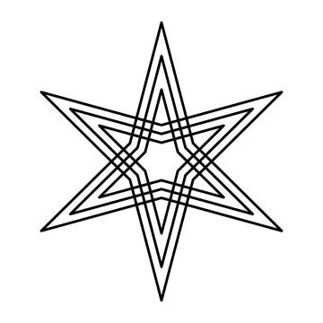 Six-pointed star, an hexagram with three symmetric offset lines Stock Illustration