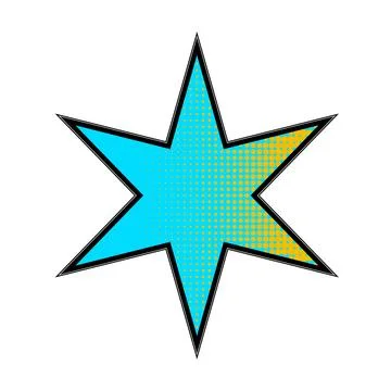 Six pointed star shape with blue and yellow halftone pattern for graphic design 스톡 일러스트
