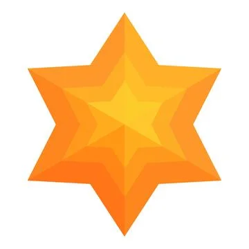 Six pointed star showing concentric gradient layers creating 3d effect Stockillustratie