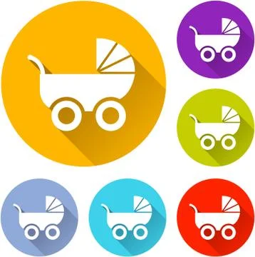 Six pram icons Stock Illustration