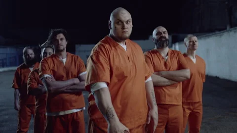 Six prisoners inviting you to play basketball with them Stock Footage 283084012