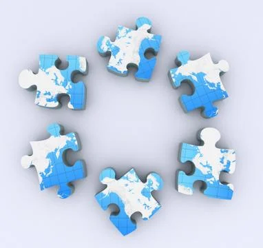 Six puzzles on white background Stock Photos