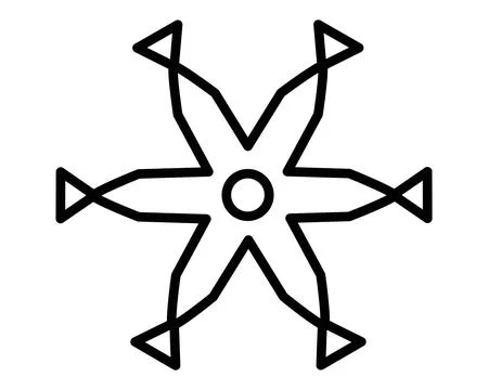 Six-rayed snowflake - vector linear image for coloring, logo or pictogram. Stock Illustration
