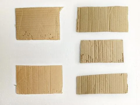 Six Rectangular Cardboard Pieces On White Background Stock Photos