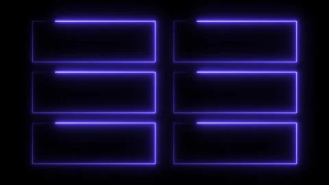 Six rectangular neon purple frames animated against black background stock .. Stock Footage 308713013