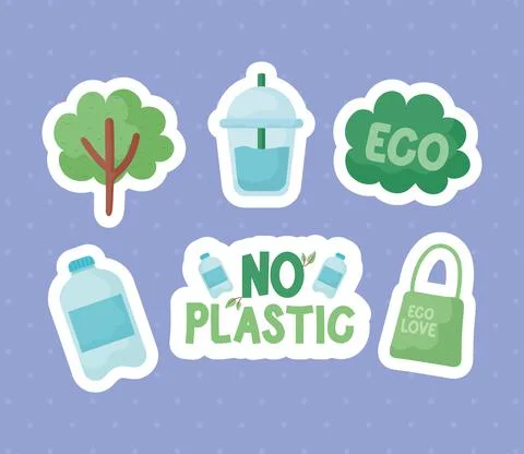 Six recycle items Stock Illustration