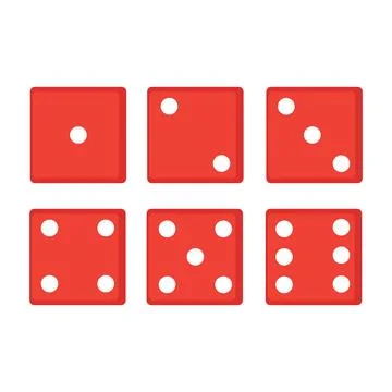 Six red dice on a white background Stock Illustration