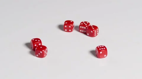 Six red dices rolling in slow motion Stock Footage 161955246