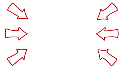 Six red doodle arrow outlines, loopable hand drawn animation Stock Footage 213237306