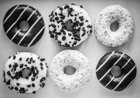 Six ring donut with different glaze Stock Photos