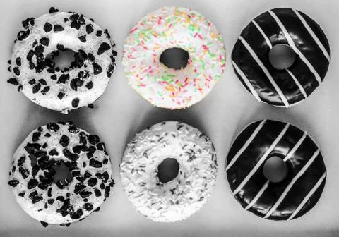 Six ring donut with different glaze Stock Photos
