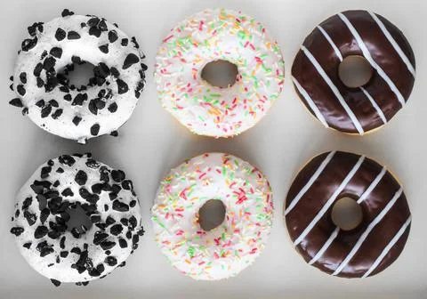 Six ring donut with different glaze Stock Photos