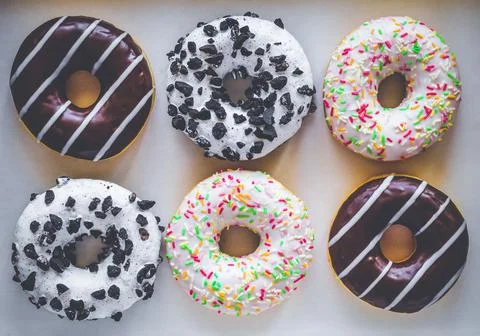 Six ring donut with different glaze Stock Photos
