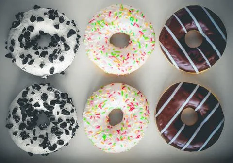Six ring donut with different glaze Stock Photos