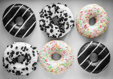 Six ring donut with different glaze Stock Photos