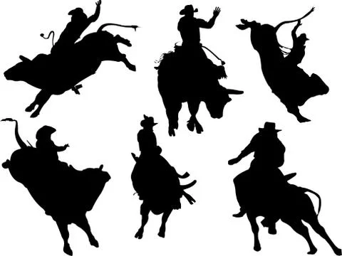 Six rodeo silhouettes. Vector illustration Illustrazione stock