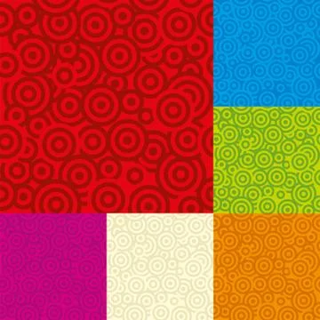 Six seamless target backgrounds in differents colors. Stock Illustration
