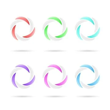 Six segmented colored circles Illustrazione stock