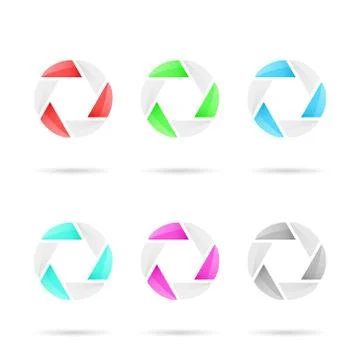 Six segmented colored glassy circles Stock Illustration