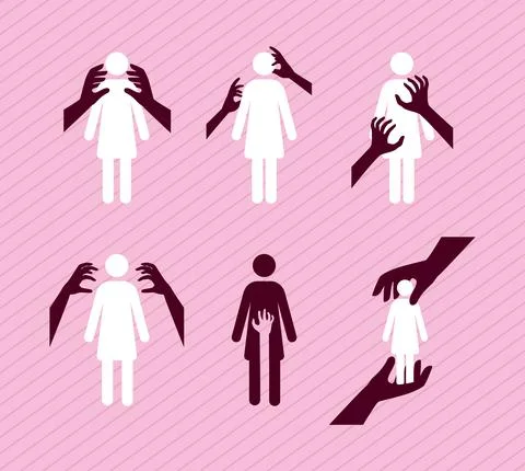 Six sexual harassment items Stock Illustration