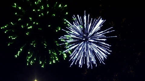 Six shots of fireworks in the starry sky Stock Footage 45791848