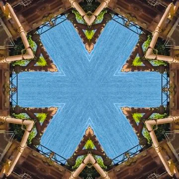 Six sided grid pattern metal pipes and texture Foto stock