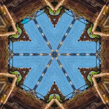 Six sided grid pattern with metal industrial look Foto stock