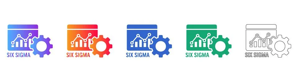 Six Sigma Analytics Icon Set for Business Efficiency Stock Illustration
