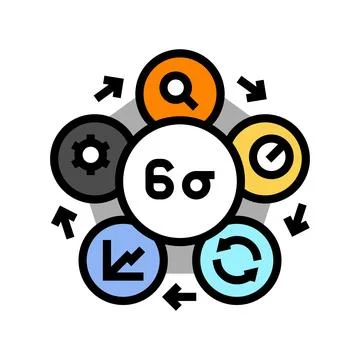 Six sigma manufacturing engineer color icon vector illustration 스톡 일러스트