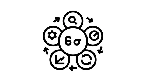 Six sigma manufacturing engineer line icon animation Stock Footage 326132623