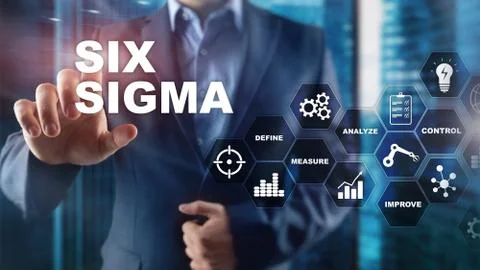 Six Sigma, manufacturing, quality control and industrial process improving Stock Illustration